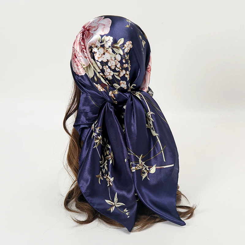 

Luxury Brand Satin Square Scarf for Women Muslim Hijab Scarves Shawl Wraps Female Headband Foulard Hair Accessories Bandana