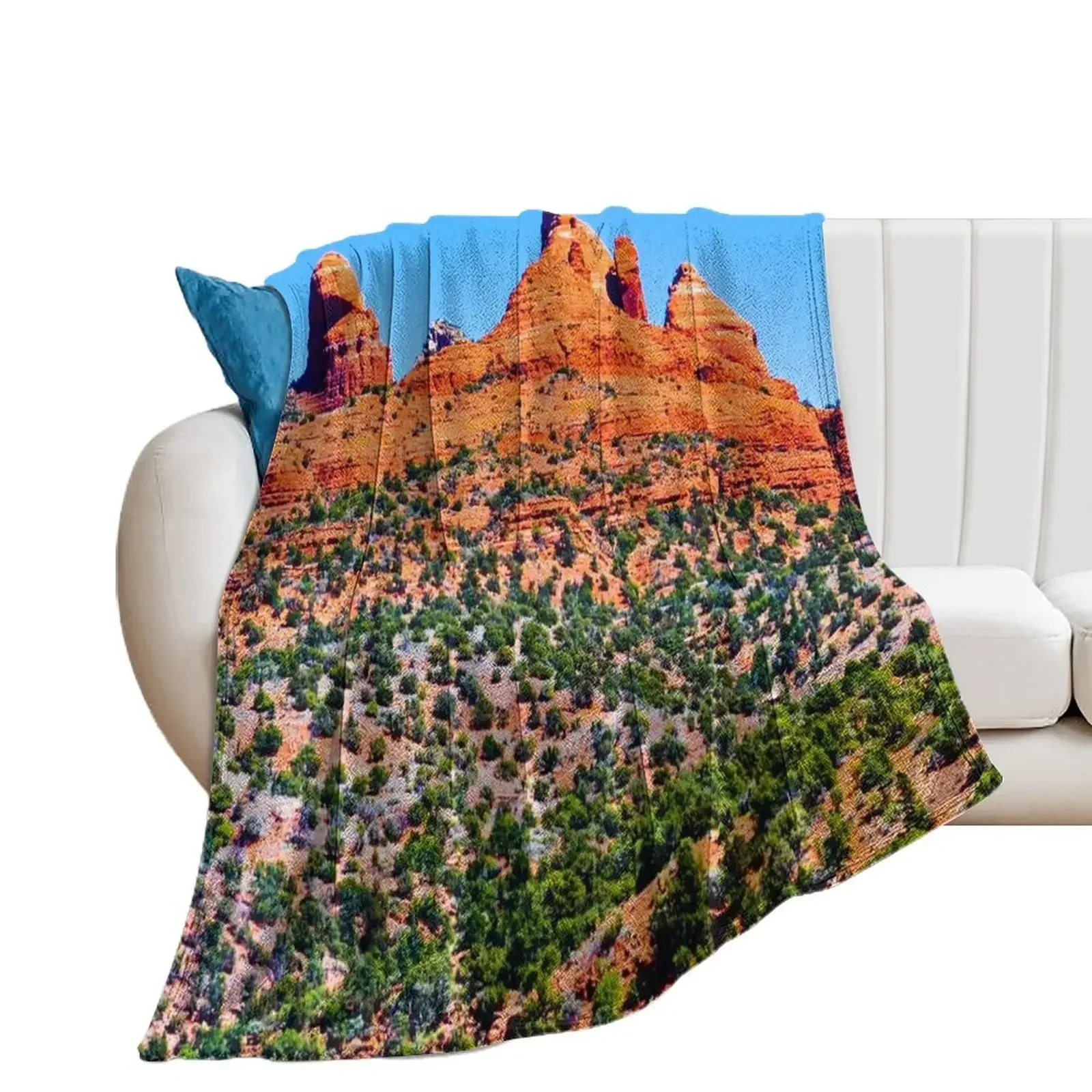 Gorgeous Red Rocks of Sedona Throw Blanket Vintage Flannel Blankets