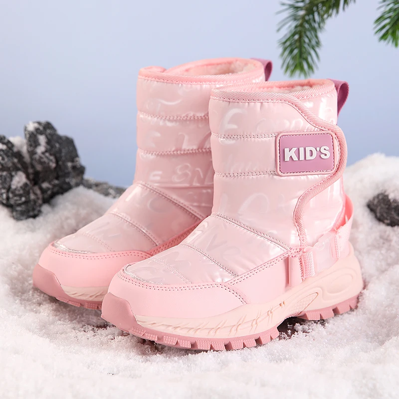 2024 Winter New Children's Snow Boots Thick Fur Plush Warm Kid's Casual Cotton Shoes Non-slip Girls And Boy's Fashion Footwear