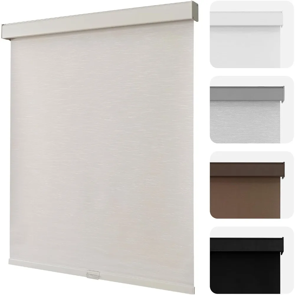 

Cordless Blackout Roller Shades Free Stop Light Proof Blinds UV Protection Woven Window Coverings for Home Office 35x75