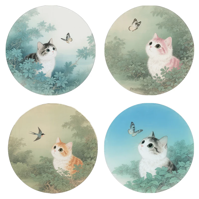 Three Ratels CFN30 Cute Cat in the Flowers art Wall stickers for decorating children's bedrooms