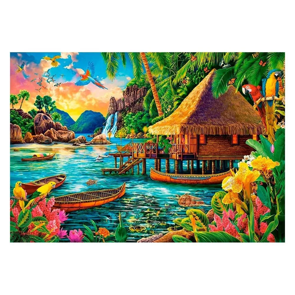 500/1000/1200/2000 Pcs Jigsaw Puzzle Tropical Island Challenging Brain Teaser Family Game Home Decor Birthday Gift Toy