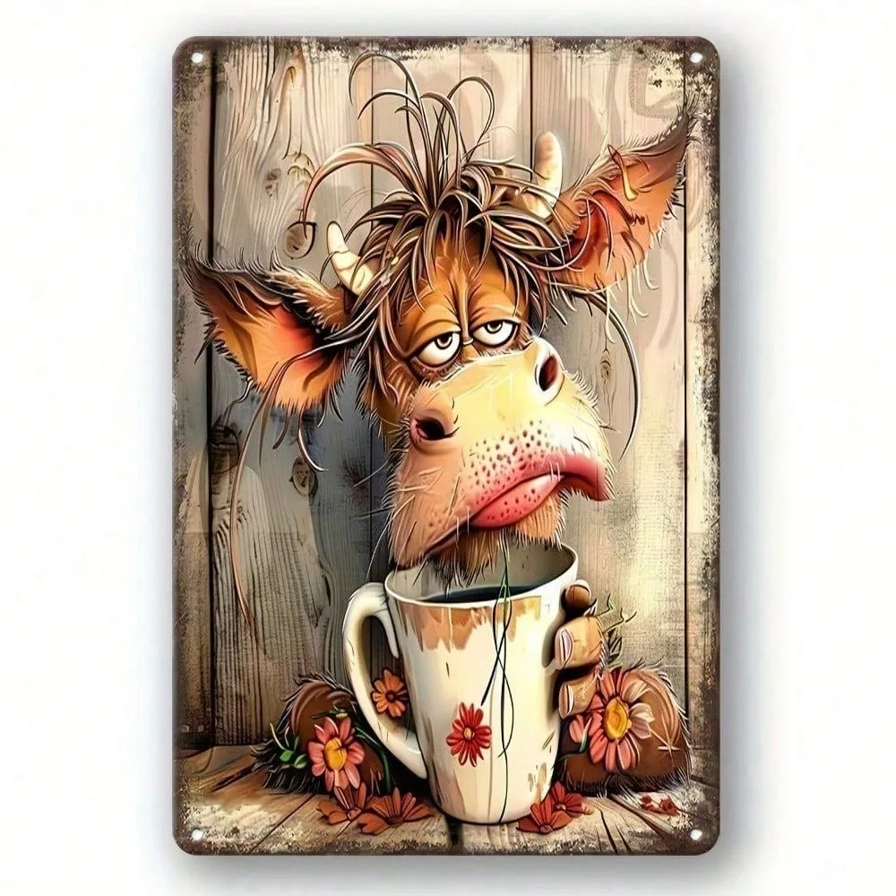 

Vintage Cat Tin Sign Funny Animal Wall Art Retro Metal Decor for Bar Man Cave Kitchen