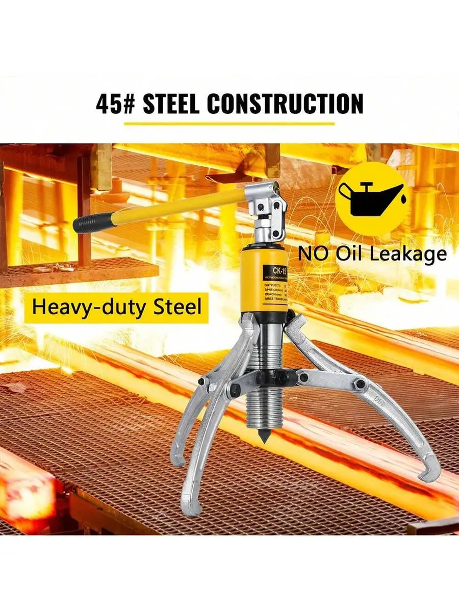 15 Ton Hydraulic Gear/Bearing/Wheel Bearing Puller Separator 2 Or 3 Jaws W/ Case