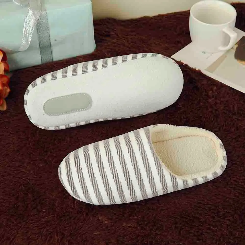 Women Warm Slipper Indoors Striped Winter Women\'s Cute slipper Womens Indoor In Autumn And Winter Anti Slip Fuzzy Slippers