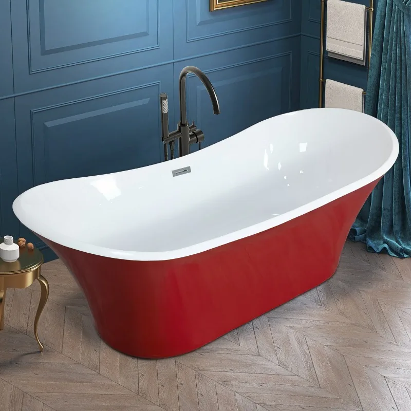 Seamless integrated bathtub simple thin edge ingot small apartment family hotel homestay villa bath bathtub