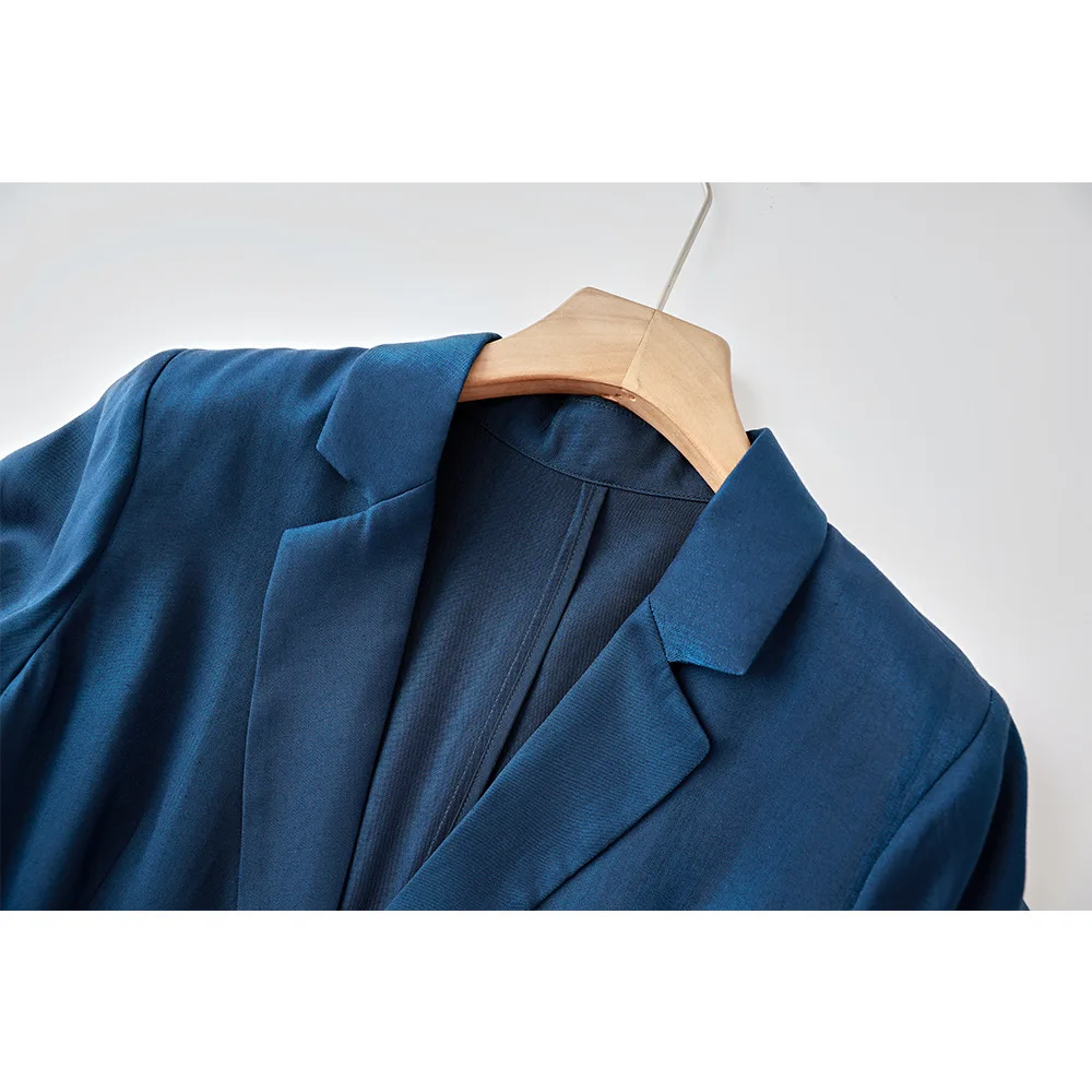 Spring Summer Thin Seven-Point Sleeve Hemp Suit Jacket Breathable One-Button Air Conditioning Room Jacket Six Colors S-XL