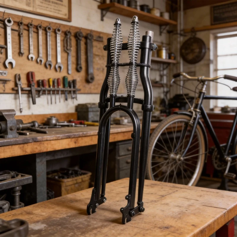 

High Quality Retro Bicycle Dual Front Fork Shock Absorbers, Durable Suspension System, Vintage Style