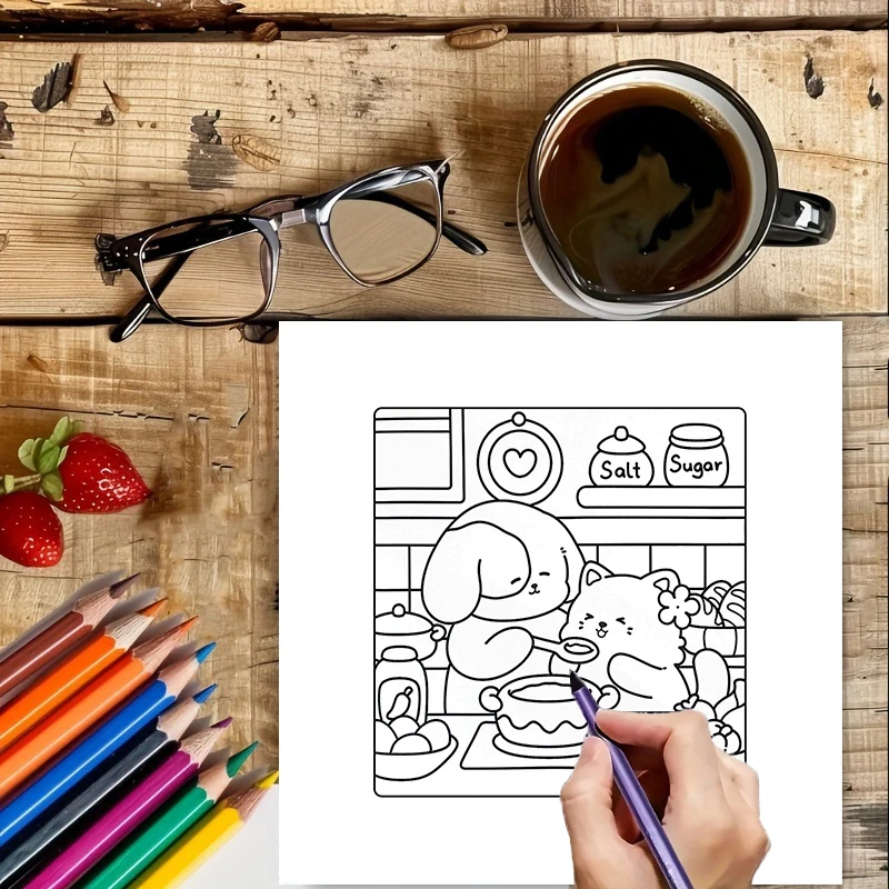 Libro para colorear Cutie Date de 28 páginas para adultos |   Libro para colorear, útiles de dibujo para Navidad, Acción de Gracias