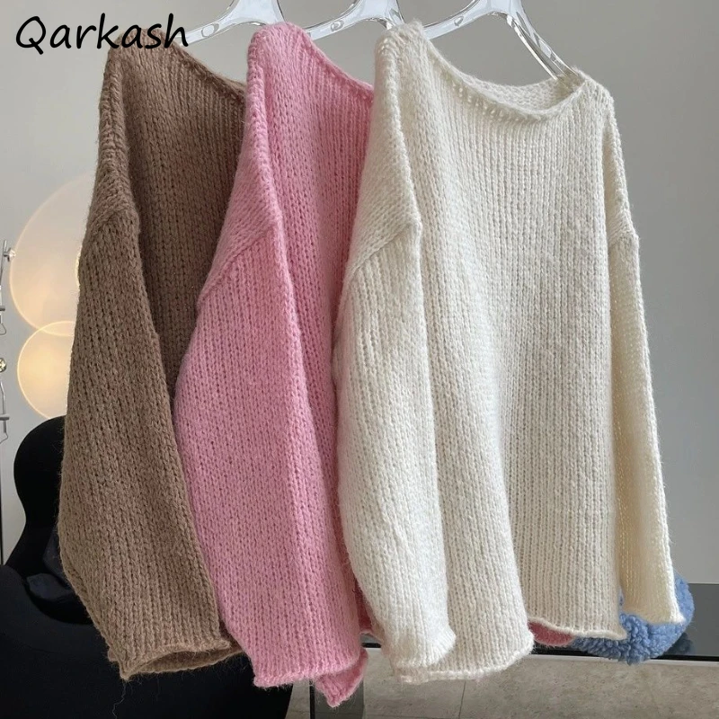 

Baggy Pullovers Women Lazy Korean Style Autumn Winter Leisure Streetwear Soft Knitted Comfortable Basic Harajuku All-match Daily