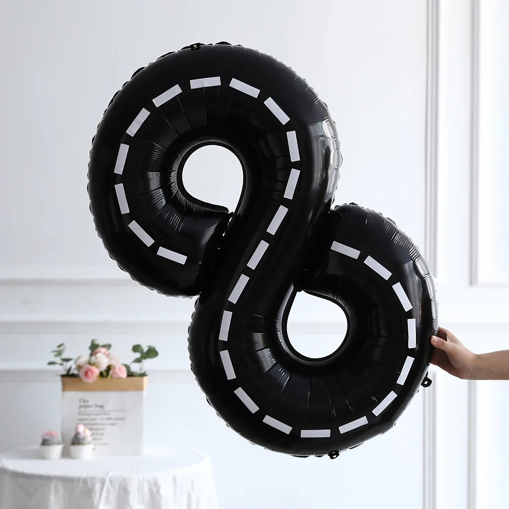 30/40inch Black Foil Number Balloon 1st 2nd 3rd Racing Car Birthday Party Decorations Kids Boys Favors Baby Shower Supplies