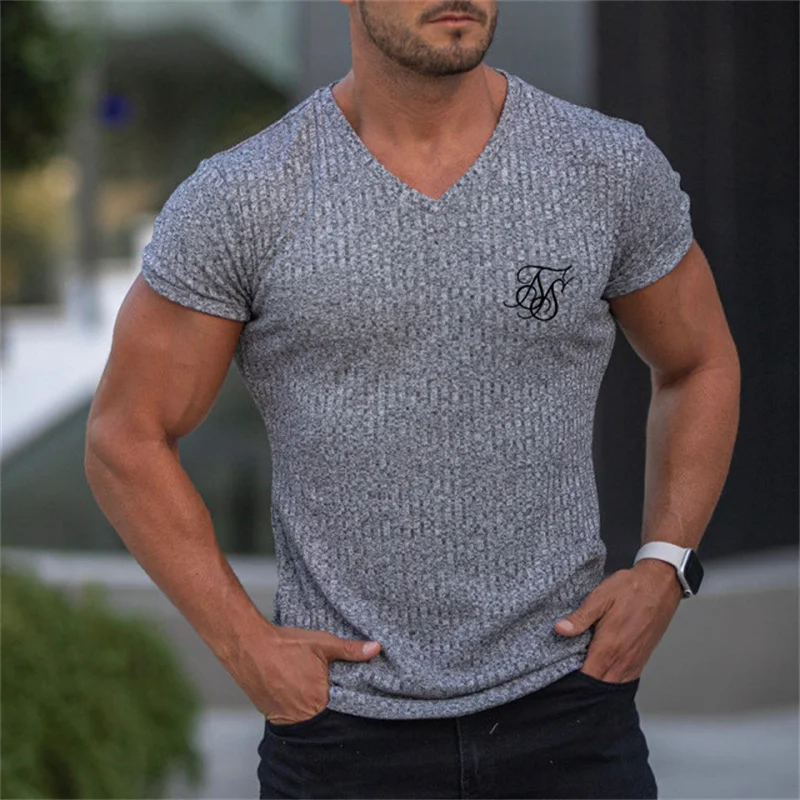 2024 NEW Sik Silk T Shirt Men Summer Short Sleeve Compression T shirt Mesh Tops Tee Male Clothing Fashion Sports T-shirts