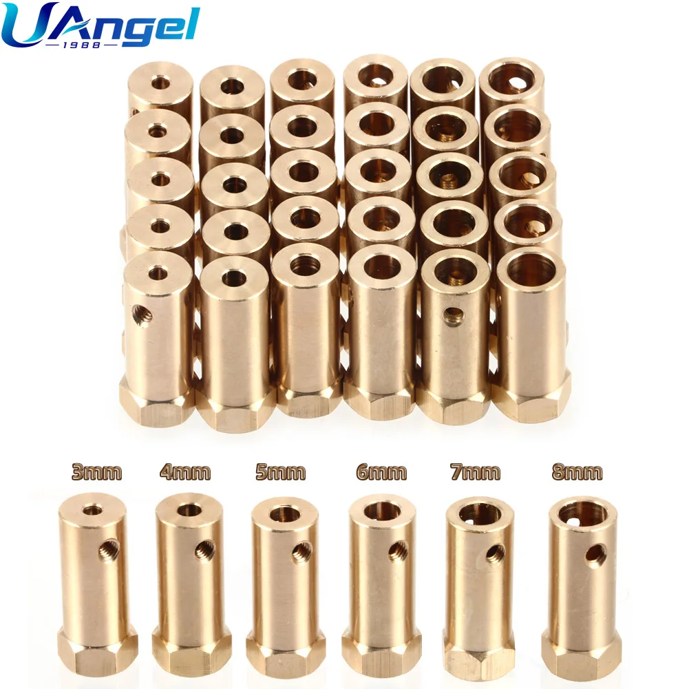 5PCS 30mm Wheel Hex Coupling Coupler Brass Sleeve Adapter Tire Connector 3/4/5/6/7/8/mm for RC Boat Car Accessories