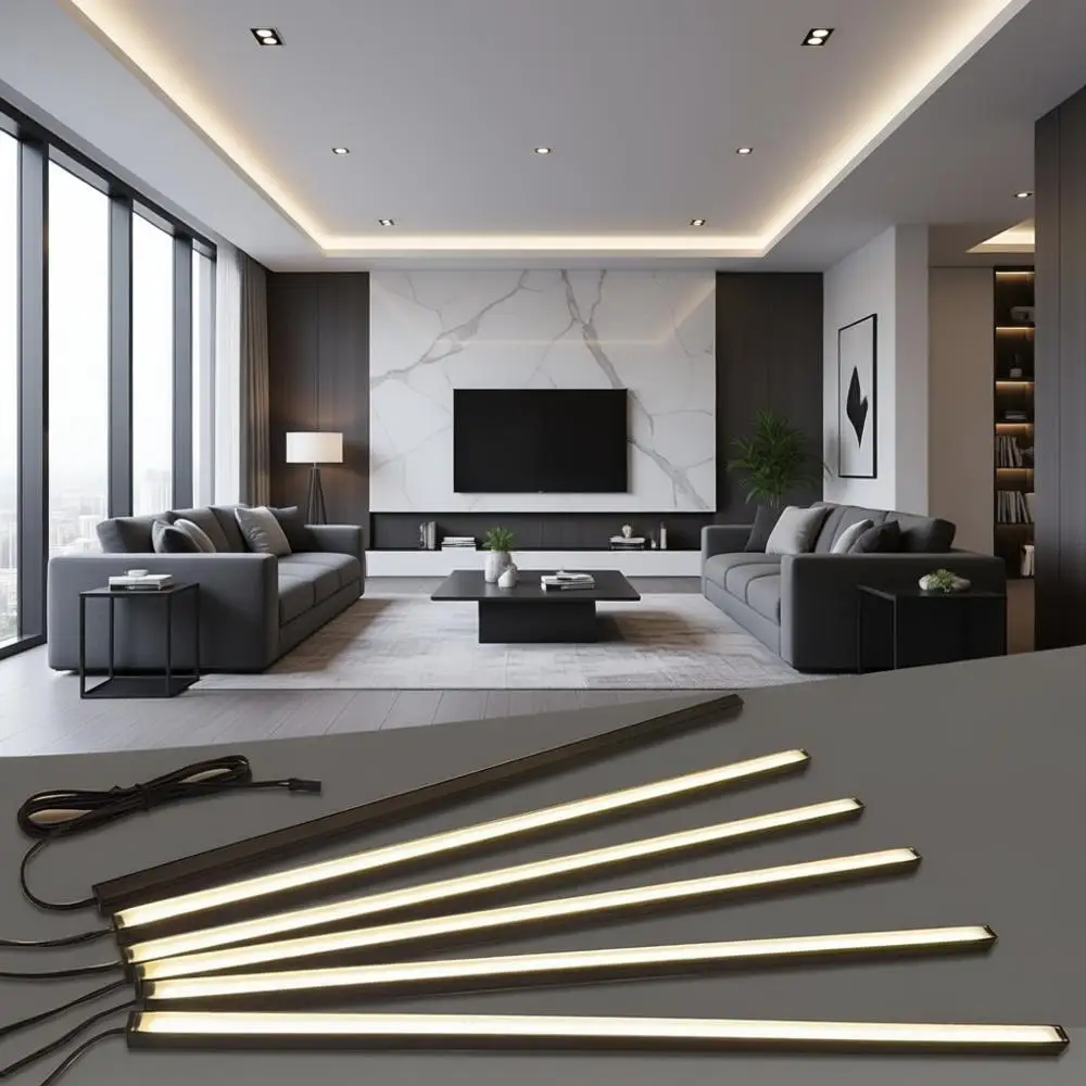 

Комплект из 6 встраиваемых светодиодных светильников 16 дюймов, 3000K, с регулируемой яркостью, теплый белый свет, с сенсорным выключателем