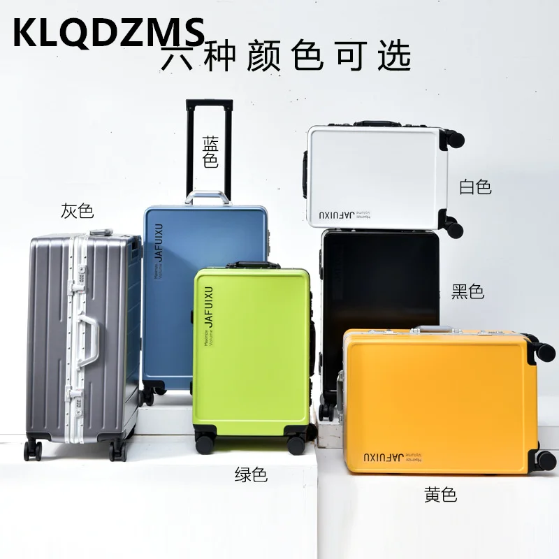 KLQDZMS ใหม่กระเป๋าเดินทาง 20 "ABS + PC Boarding Box 24" 26 นิ้วรถเข็นอลูมิเนียมกรอบรหัสผ่านกล่อง Universal ล้อกระเป๋าเดินทาง