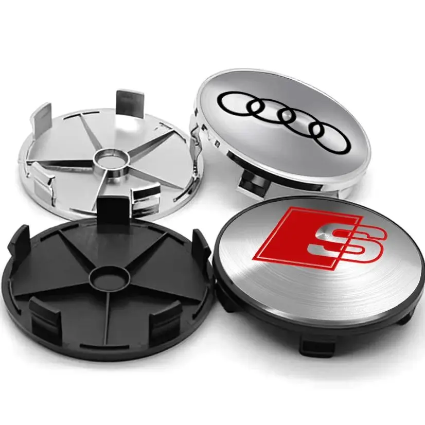 

4pcs 60/63/68MM For AUDI S RS Sline TT S3 S4 S5 S6 A3 A4 A5 A6 Quattro R TT Car Wheel Tire Hub Cap Badge Cover Auto Accessories
