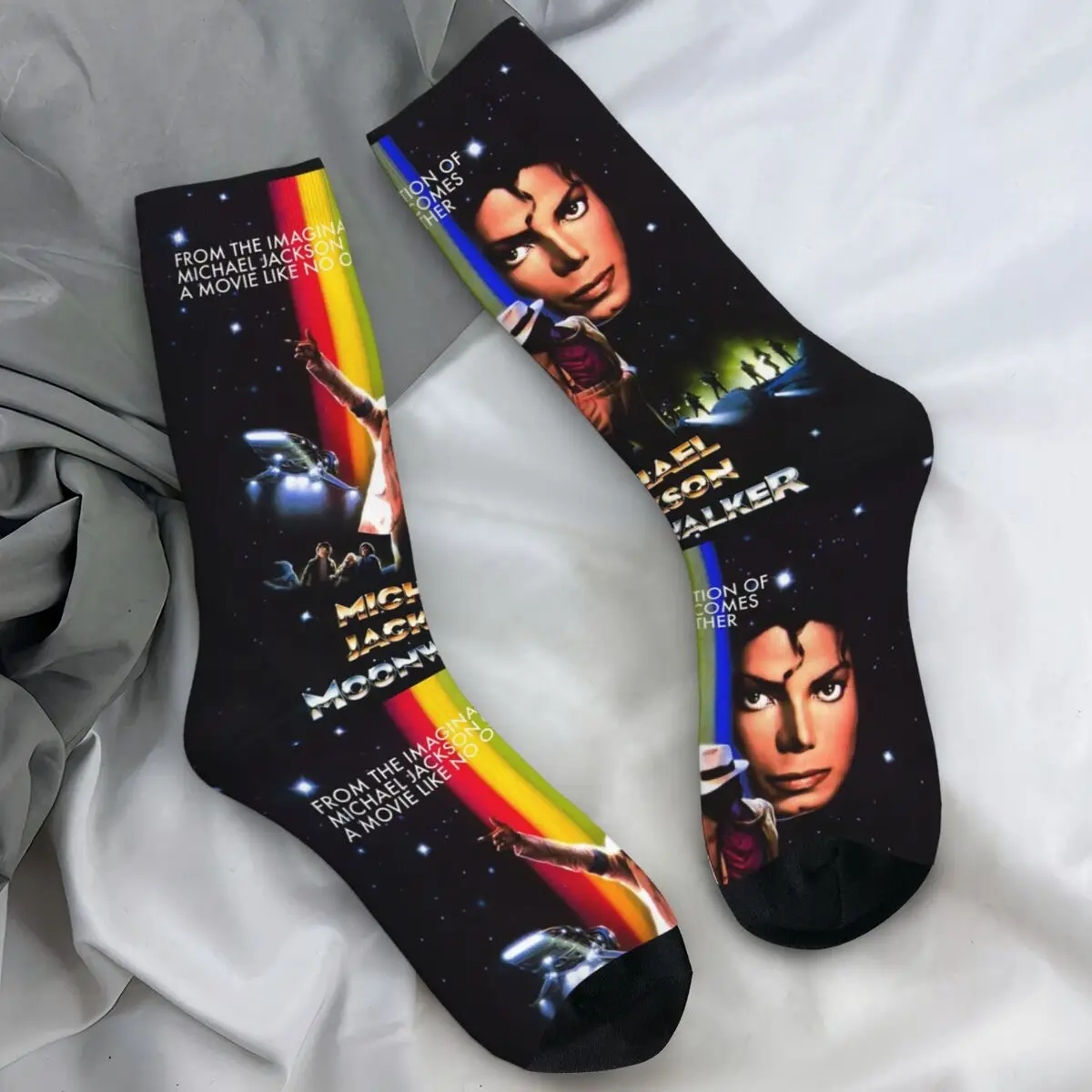 Calcetines con foto de músico Thriller de bailarina Michael Jackson, medias de película del rey de la música Pop Moonwalker, calcetines antideslizantes para hombre