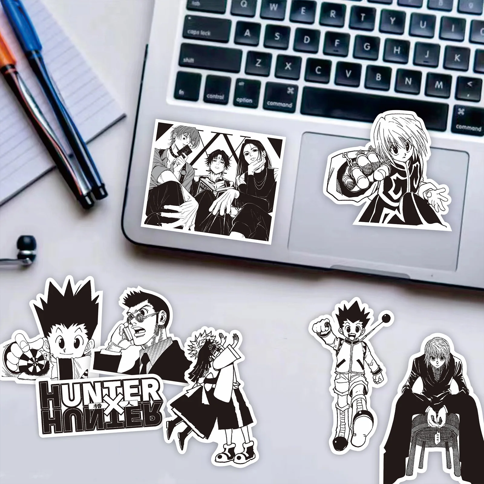 70PCS Black and White Anime Hunter×Hunter Graffiti Stickers Decals Kids Toys Phone Case Skateboard Guitar Sticker Decoration