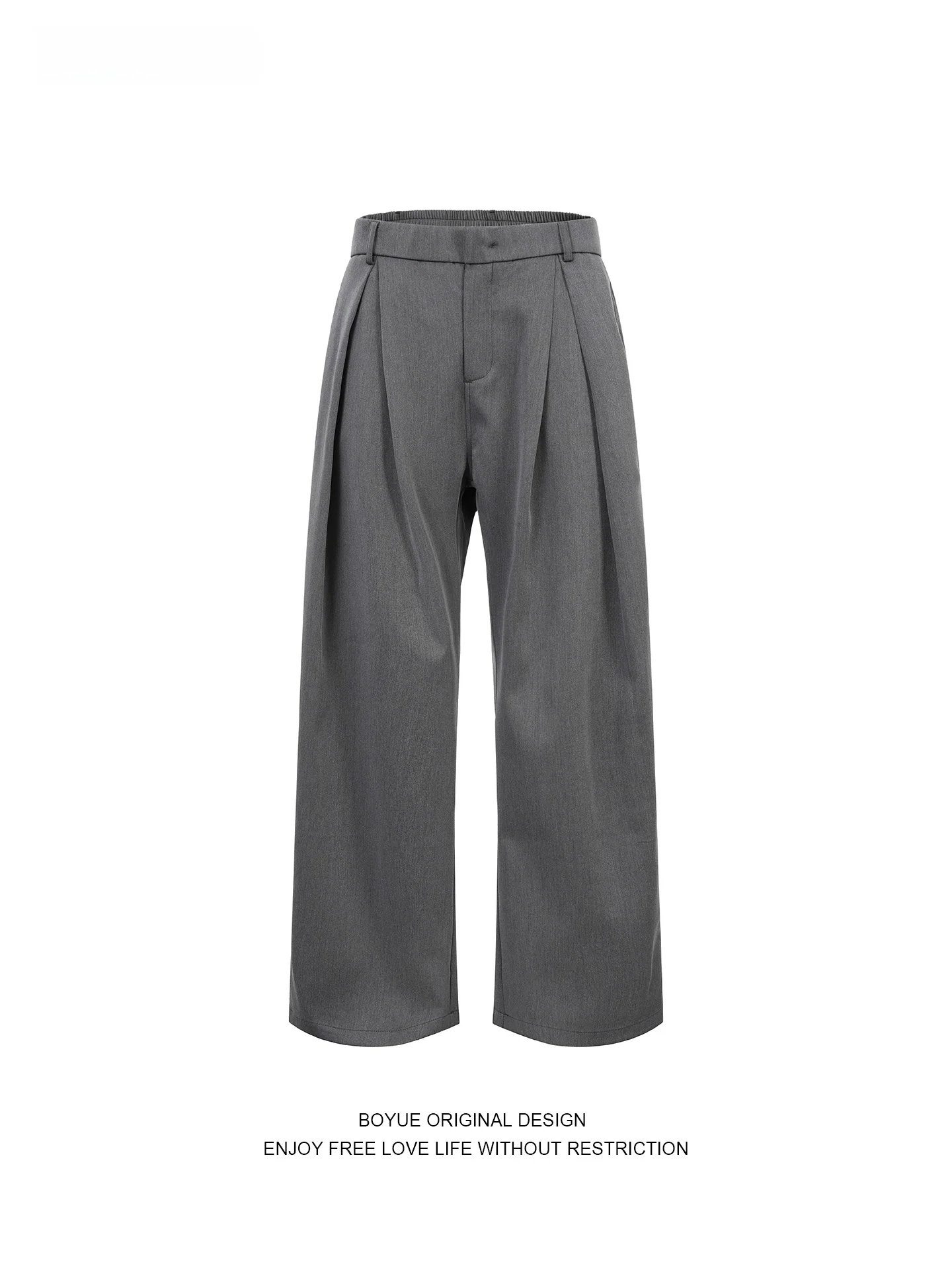 

Boyue Retro Japanese Sle Wide Leg Casual Pants Men Women All Match 3D Pleat Design Polyester Elastic Loose Fit Pure Color