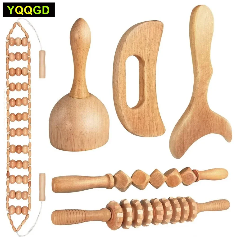 

Wood Therapy Massage Tools, Wood Lymphatic Drainage Massage Tools Set for Body Sculpting, Maderoterapia Kit for Anticellulite