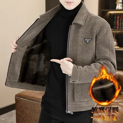 2023 Winter Wool Blends Jacket Men Plush and Thicken Warm Casual Business Woolen Jacket Social Overcoat Streetwear Men Clothing