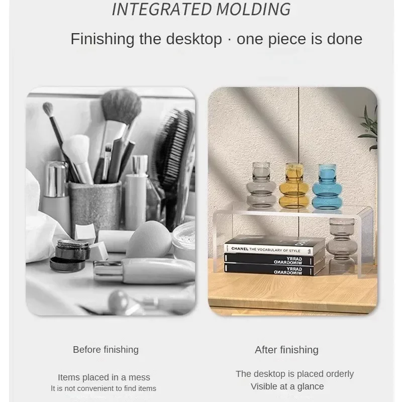 Thickened Acrylic Elevated Storage Rack Book Desktop Display Shelf U-shaped Shelf Office Schooll Desk Storage Supplies File Rack