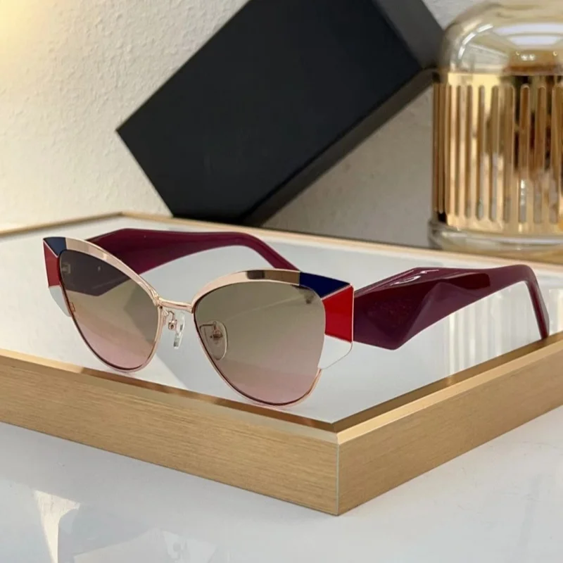 

214-Cat's eye metal frame sunglasses lady, fashionable sunshade UV sunglasses UV400 Lady