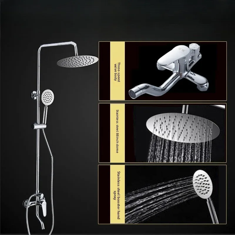 Thermostatic Digital Display All Copper Shower Set Complete Home Bathroom Fixture Copper Shower Set Shower Head Sets