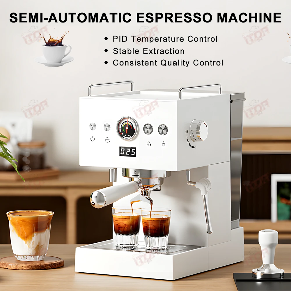 Coffee Maker 58mm Portafilter Household Espresso Coffee Machine 15Bar Cappuccino Latte Milk Foam Coffee Maker Home Cafe 1300W