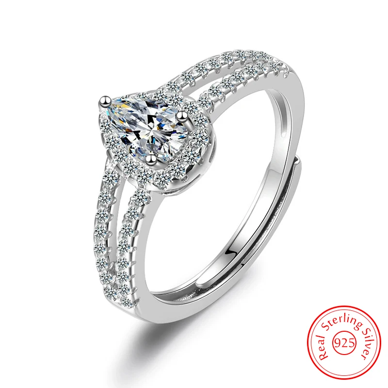 

Genuine 925 Sterling Silver Ladies' New Crystals Zircon Ring Jewelry Fashion FQL25109