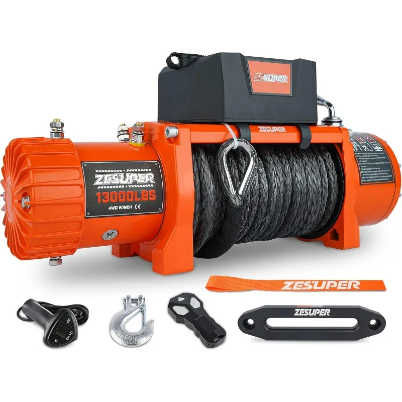 

ZESUPER 12V 13000-lb Load Capacity Electric Truck Winch Kit Synthetic Rope, Waterproof Off Road Winch for Jeep,Truck,SUV