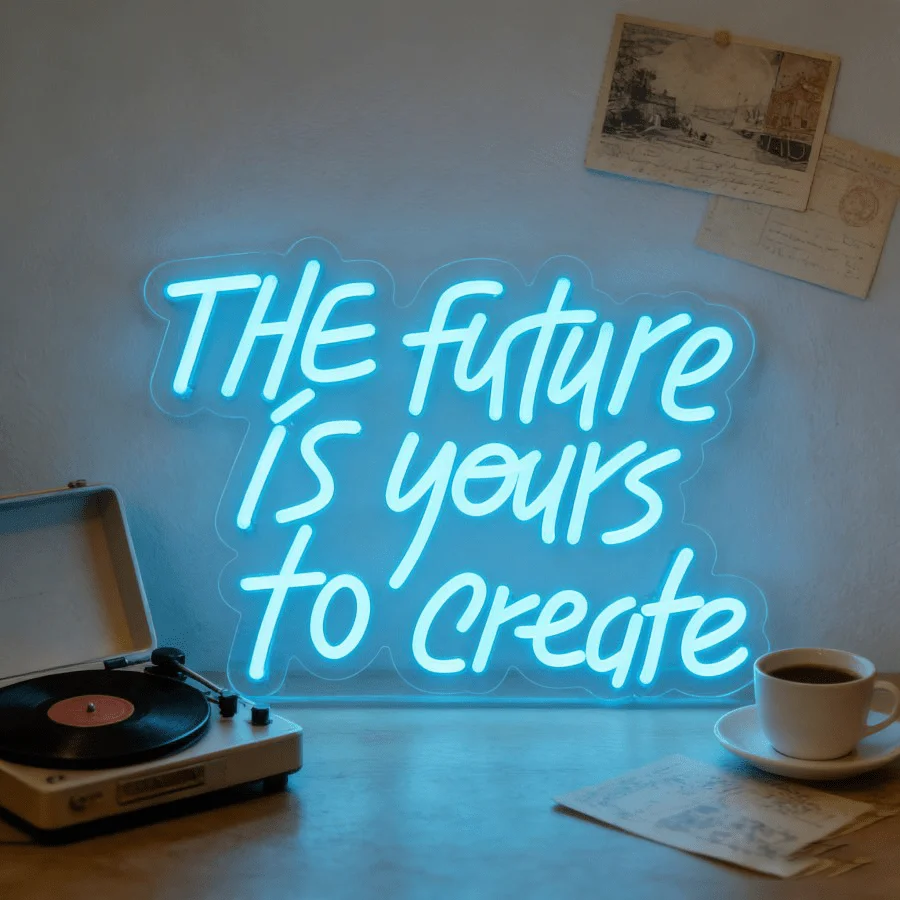 The Future Is Yours To Create Neon Sign LED Light for Office Decor USB Rechargeable Night Light Modern Acrylic Wall Art Gift