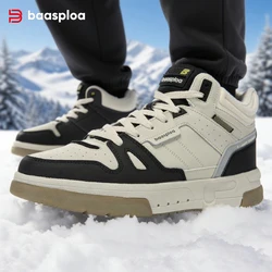 Baasploa Men Winter Sneakers Casual Skateboard Shoes for Men Comfort Plush Warm Cotton Shoes Non-Slip Outdoor Male Sneakers