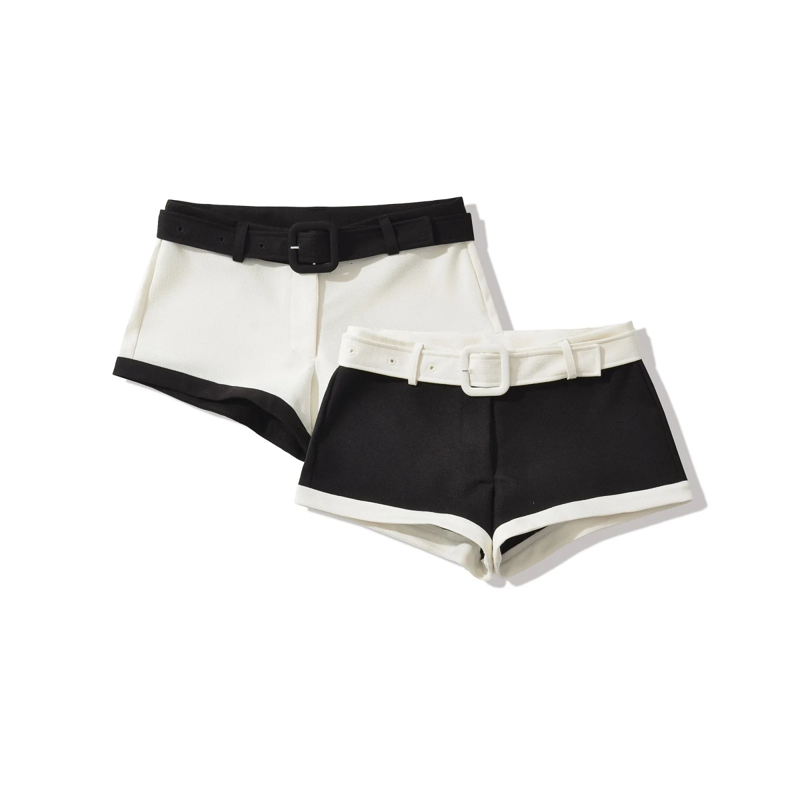 Puro desejo estilo na moda menina quente sexy cor-bloco shorts feminino 2025 verão novo cinto de cintura baixa hip-abraçando calças quentes casaul vkqt