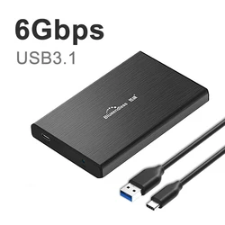 Caso do disco rígido para SSD, Gabinete HDD Externo, Disk Tool Free, Tipo C 3.1, 2.5 USB 2.0 3.0 para SATA