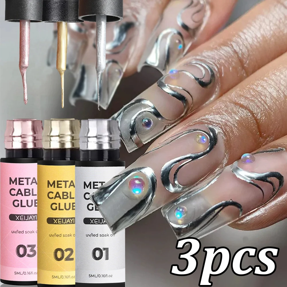 

3 шт. золото/серебро/розовый хромированный зеркальный эффект гель-лак для ногтей металлическая подводка для рисования лак для ногтей яркий французский маникюр Vernish