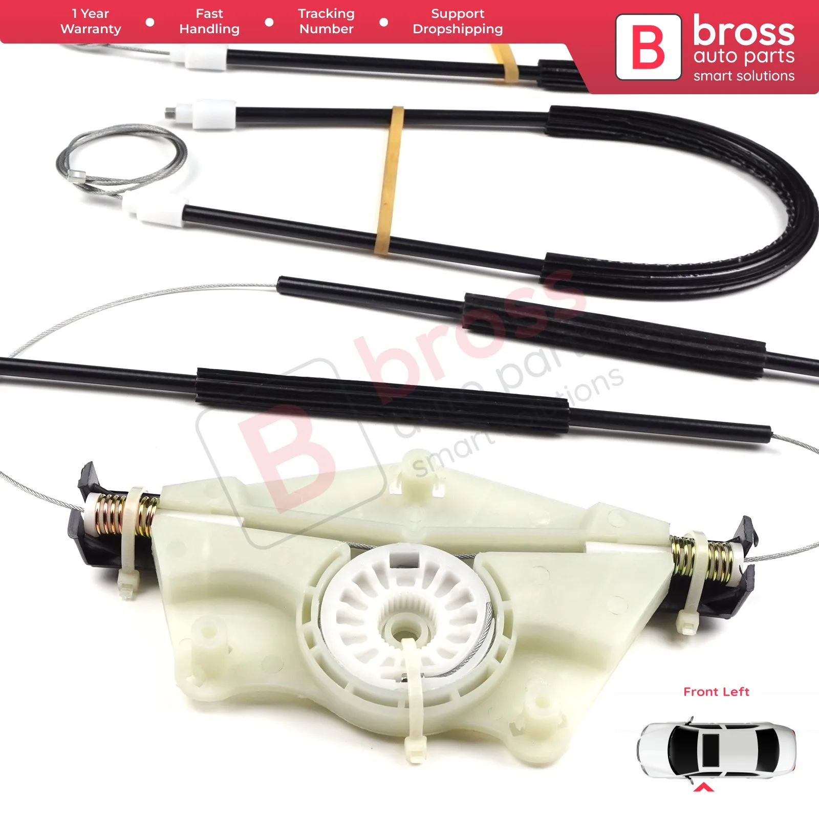 Bross bp8582 manuel janela regulador reparação conjunto porta dianteira esquerda para skoda fabia 1 1999-2008 cabo roda e roda casa