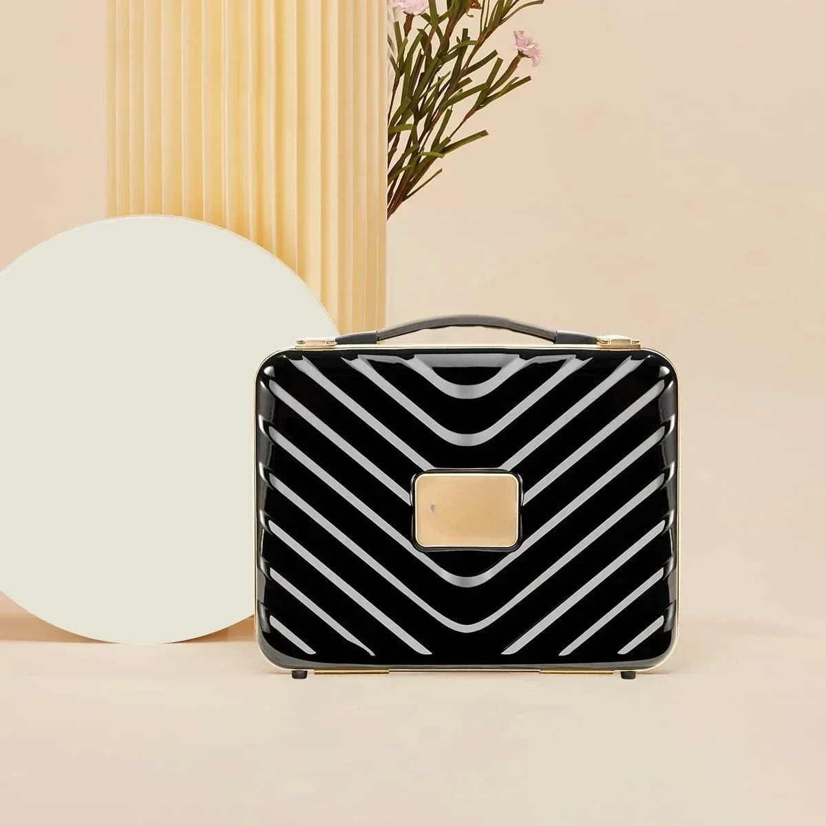 حقيبة مكياج محمولة مفتوحة من مادة PVC مخصصة، حقيبة تخزين للسفر، مصباح LED للمكياج مع صندوق تخزين، حقيبة مكياج مع ضوء مرآة #6