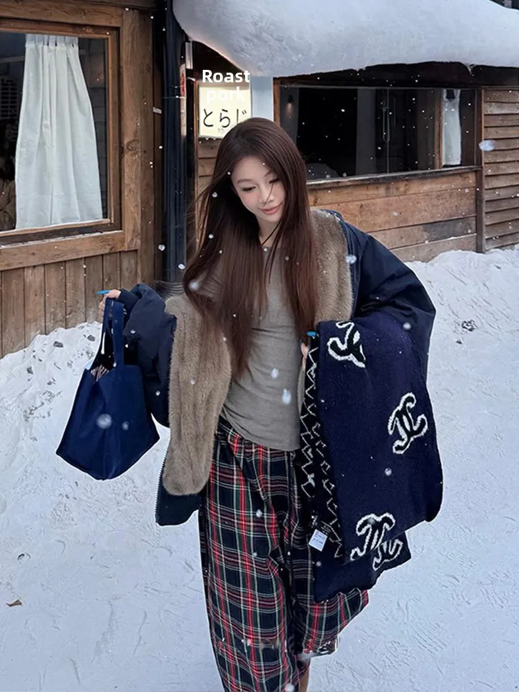 

Double-Sided Wearable Waed Cotton Jaet Men Women Sle Heavy-Thiened American Sle Autumn Winter Small Size Hooded Coat