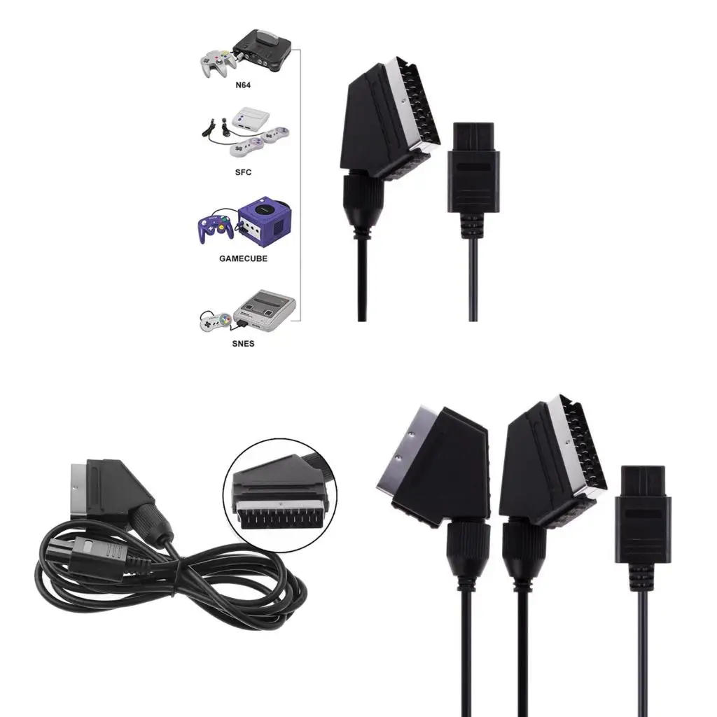 AV Connector Cable Retro- Gamepad SCART AV Cable Cord Wire Gaming Accessories Universal for N64 SNES Console
