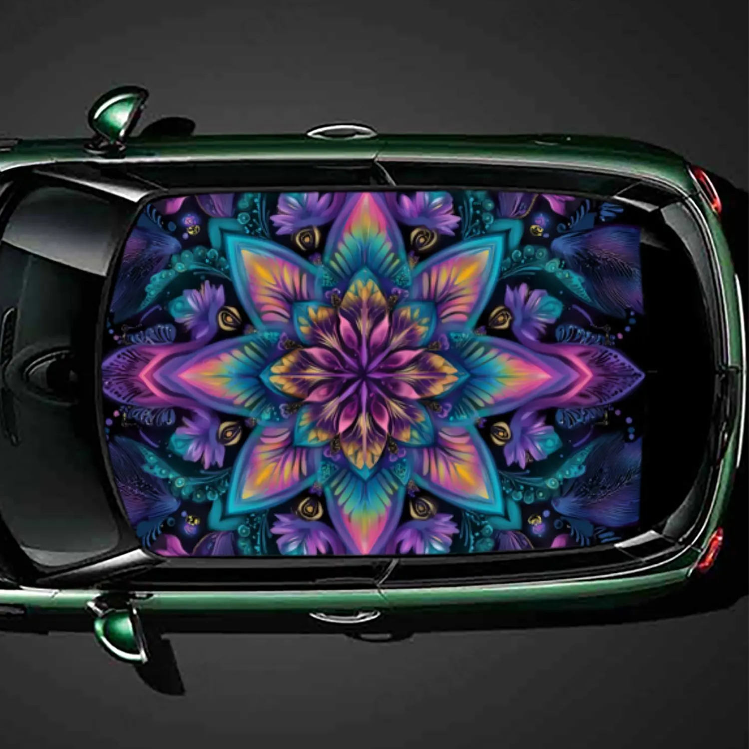 

Красочная Мандала, наклейка на крышу автомобиля, ПВХ, самоводонепроницаемая палка, яркие внешние аксессуары для автомобиля, украшение, защитный подарок для автомобиля
