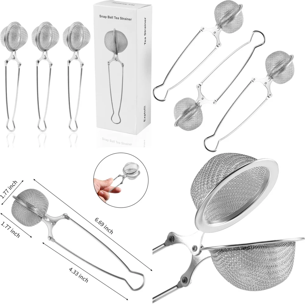 

Snap Ball Tea Infuser 3 Pack Stainless Steel Loose Leaf Tea Filter with Chain for Cup Pot Kettle Herbal Tea Strainer Tool
