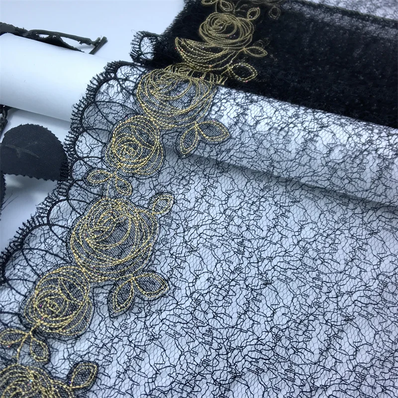 Picture 5: Abstract Seamless Pattern Tulle Embroidery Lace Trim DIY Lingerie Lace Fabrics Lurex Lace for Dress Sewing Crafts