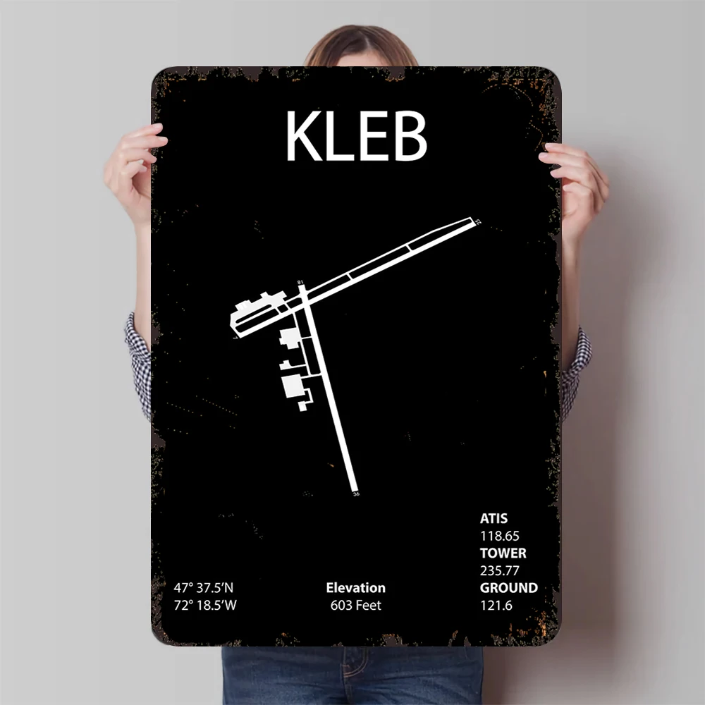 

Схема аэропорта KLEB, металлическое настенное искусство, современный авиационный декор для пилота, подарок для домашнего офиса