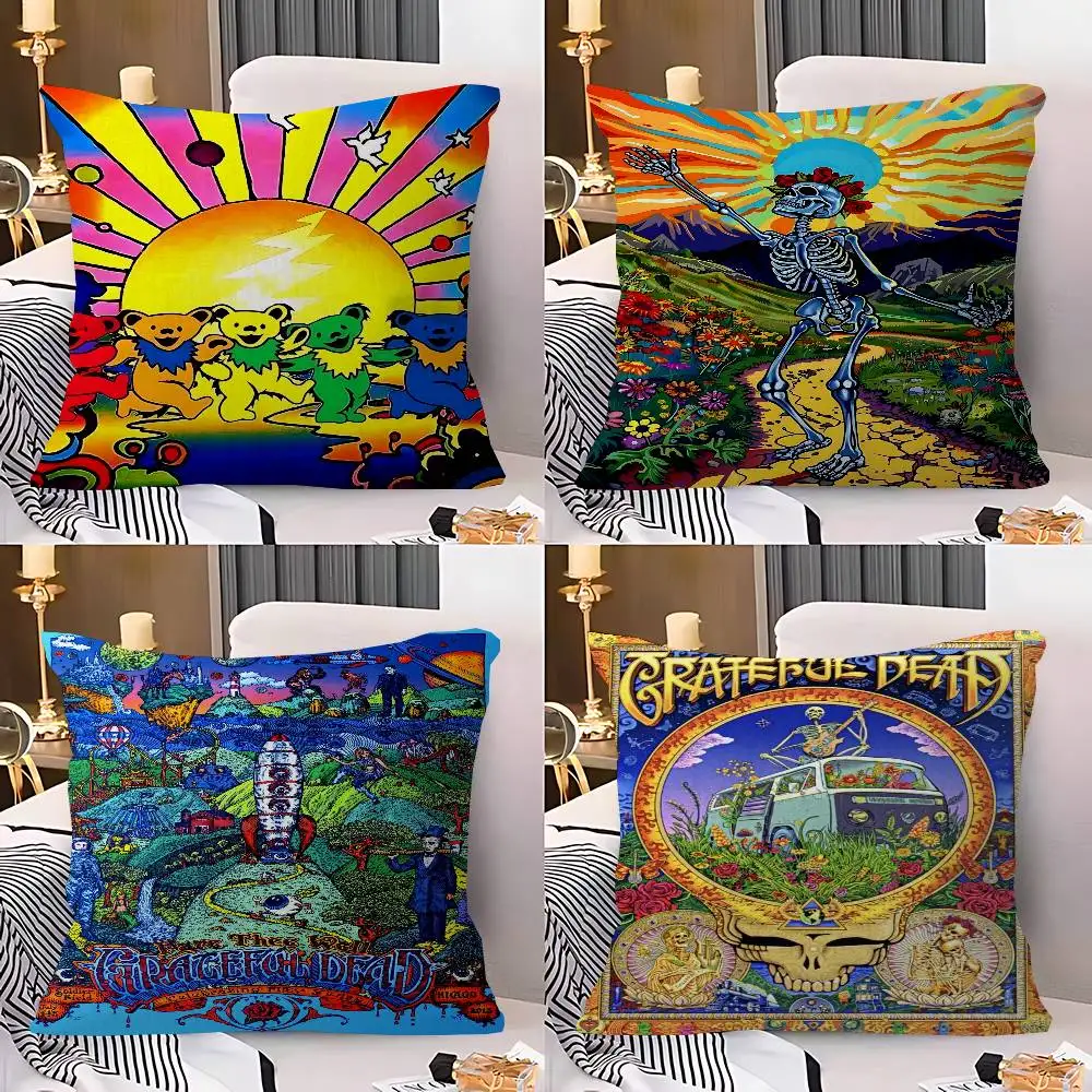 G-Grateful D-Dead Band Pillow Gift Home Office Decoration Bedroom Sofa Car Cushion Cover case 45x45