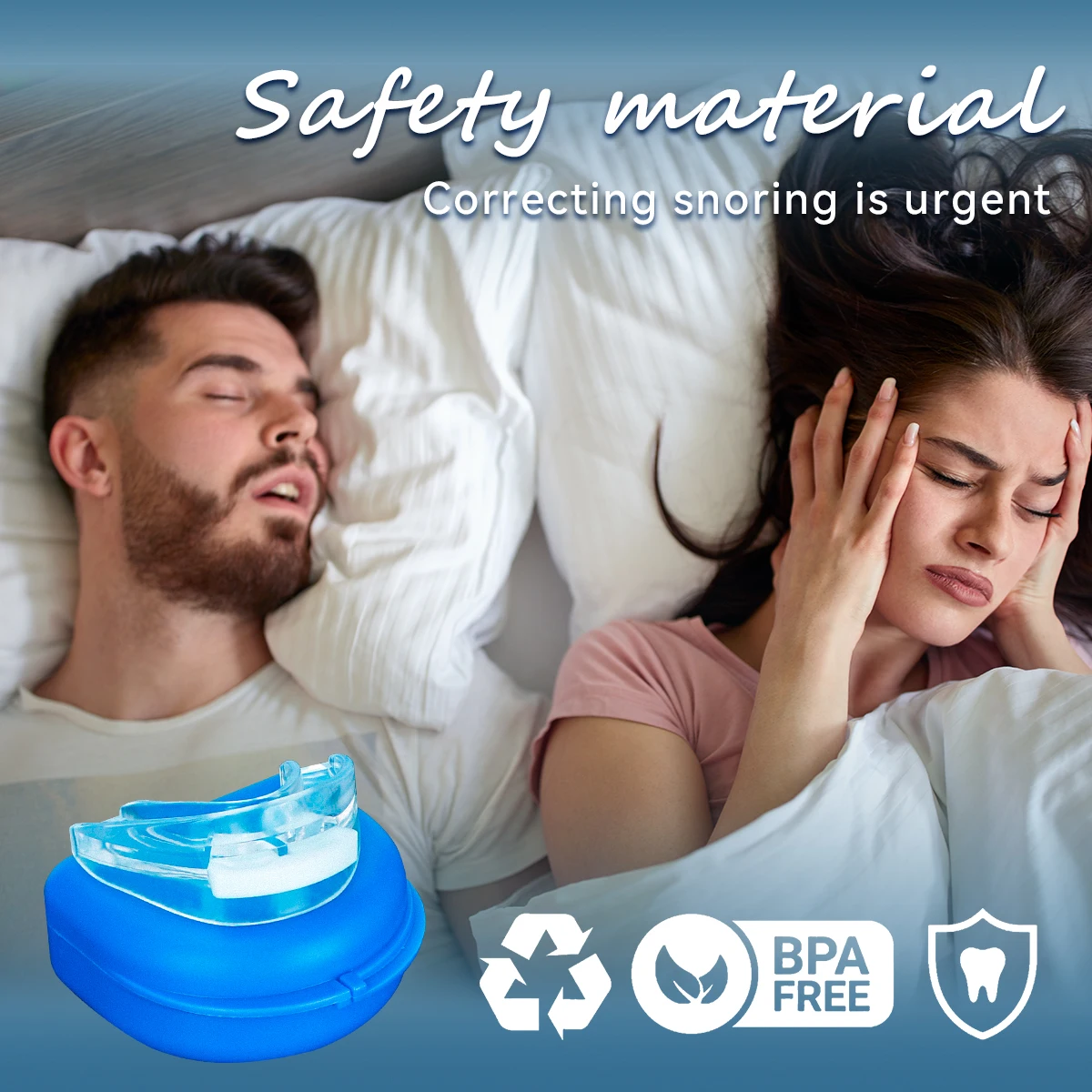 Anti Snoring Mouth Guard, Custom Fit Snore Stopper Comfortable Sleep Aid to Reduce Snoring Safe BPA-Free