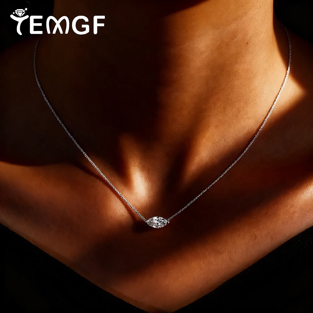 

Ожерелье с подвеской из муассанита TEMGF 1CT/2CT/3CT для женщин, драгоценный камень, лабораторный бриллиант, серебро 925, золото, блестящее ювелирное изделие на шею, сертифицированное