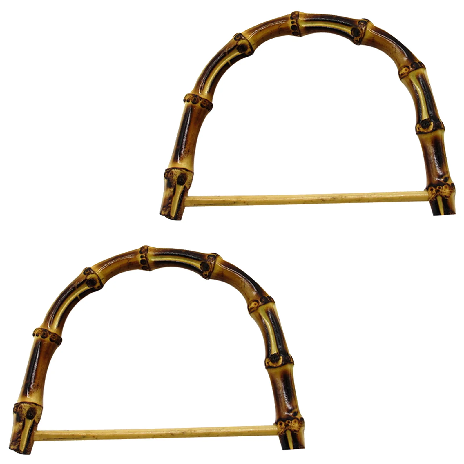 

2Pcs Bamboo Bag Handles Half Round D Type Stylish Bamboo Look Replacement for DIY Handmade Bag Accessories Beige 14.5cm