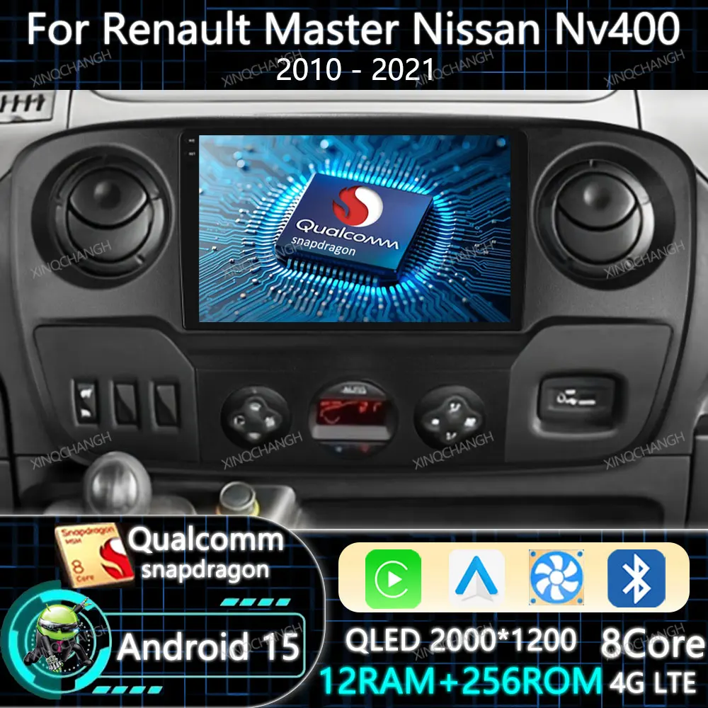 Android 16 Car Radio Carplay Auto For Renault Master Nissan NV400 Opel Movano 2010 - 2021 GPS 4G LTE 5G WIFI BT Head Unit 2DIN