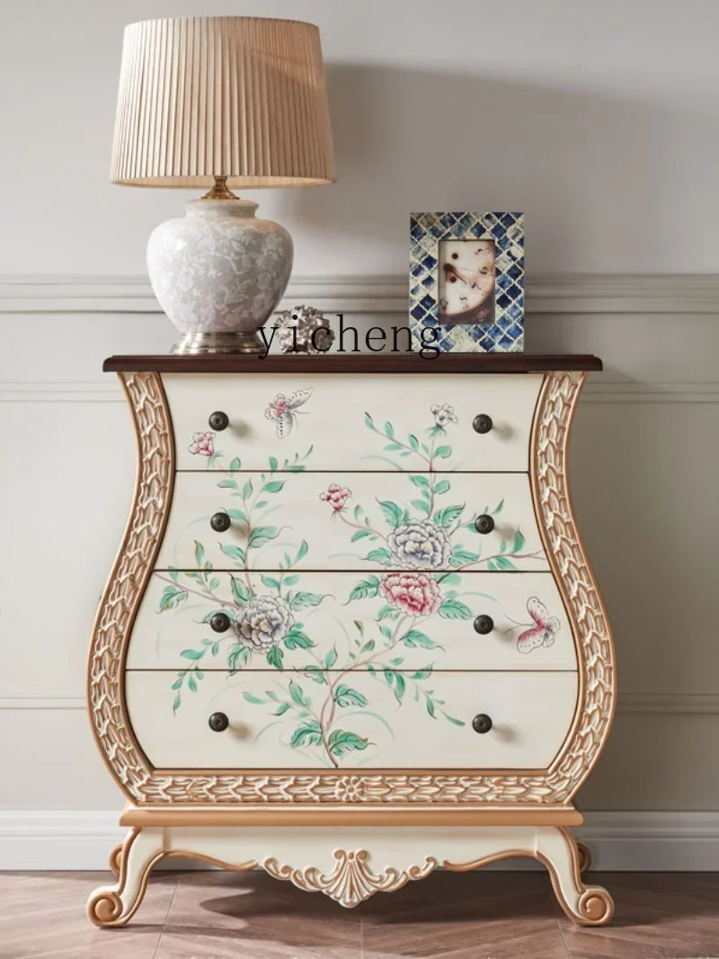 a1 Solid Wood Drawer Chest of Drawers Partition Back Several Wall Living Room Hand Painted Retro Dining Side Cabinet